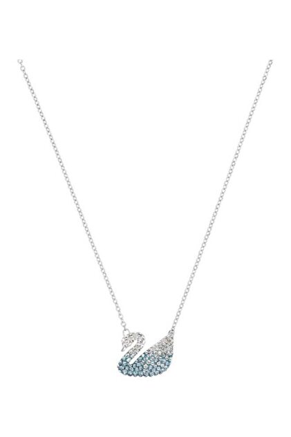 Swan Pendant Necklace with Floral Clasp and Crystal Stones for Women