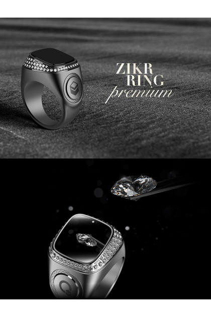 iqibla Smart Ring M02-Premium Akıllı Zikir Yüzüğü Altın Siyah Renk