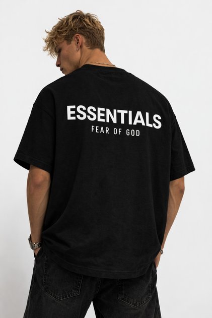 Women Men Unisex Essentials Back Printed Oversized Thick Fabric Loose Cut Pam Cotton T-Shirt