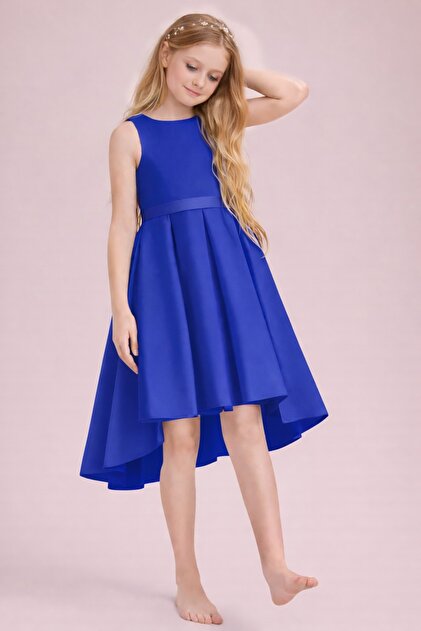 NSMLFE Girl's Yellow Color Elegant Short Asymmetrical Dress Birthday Prom Graduation  Dress- Trendyol