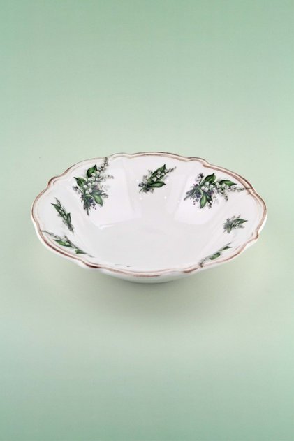 Green Flower Antique Porcelain Salad Bowl