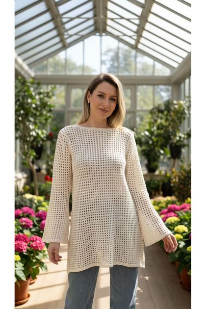 Women's Urban Lace-Like Knit Mesh Tunic