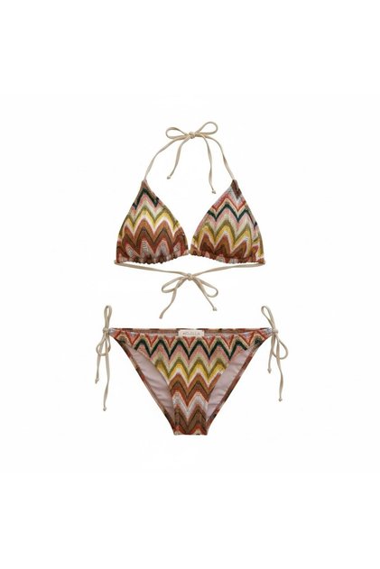 Renkli Triko Üçgen Bikini Takım