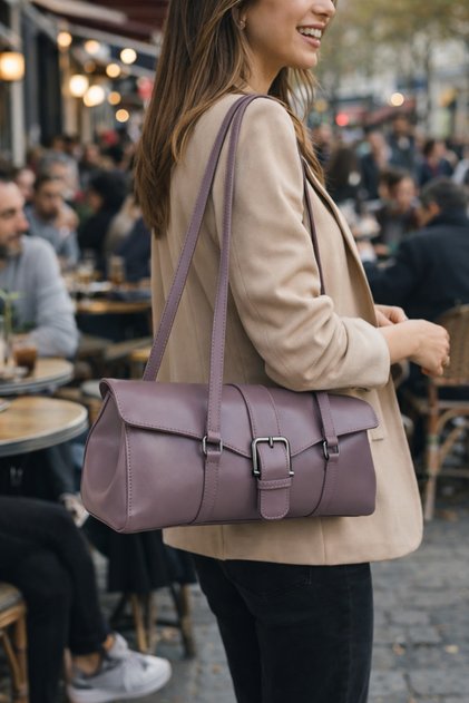Leather-Look Buckled Women's Sleeves Bag Si – Stylish Shoulder & Arm Sleeves Bag Si | Mt1591
