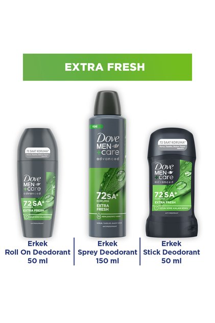 Men +Care Advanced Erkek Deodorant Extra Fresh 150 ml + Roll On 50 ml + Stick 50 ml