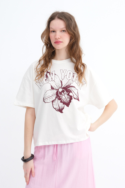 Addax Çiçek Baskılı T-shirt P9015 - Fiyatı, Yorumları
