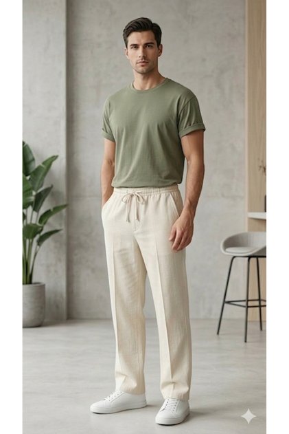 Hambez Men's Summer Linen Trousers - Comfortable Fit - Lightweight Fabric - Daily Use Sweatpants