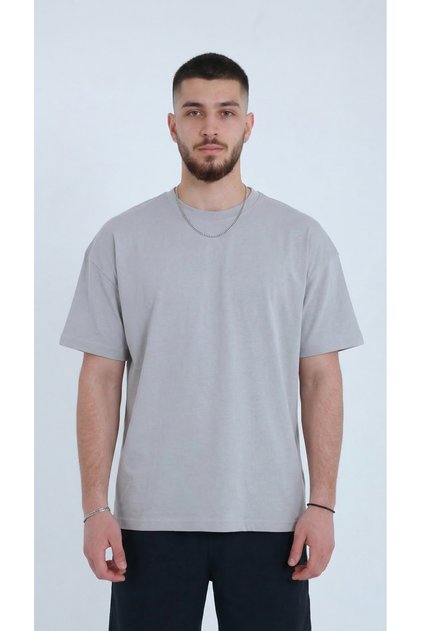 Men's Stone Color Cotton Pack T-Shirt Combed Cotton Fabric Zero Collar Regular Full Fit