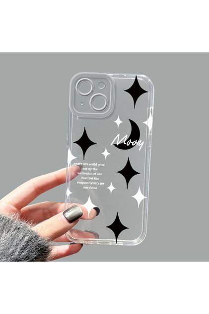 iPhone 13 Compatible Camera Protected Anti-Shock Aesthetic Print Patterned Transparent Silicone Case