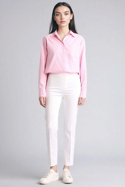 Sigaret Satin Regular Waist Straight Leg Trousers J8743Az26Sp