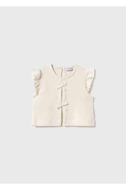 Baby Girl Rib Knit Tshirt Ecru