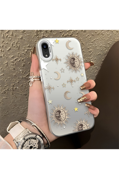 iPhone Xr Compatible Gold Tone Star Patterned Acrylic Material Phone Case