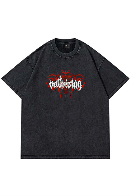 Trendiz Unisex Valhesing Yıkamalı Tshirt Antrasit - Fiyatı, Yorumları