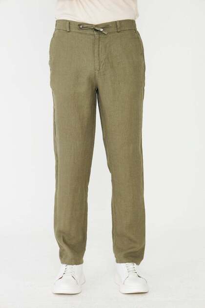 Khaki Men's Lace-Up Relaxed Fit Jogger Pants Pants