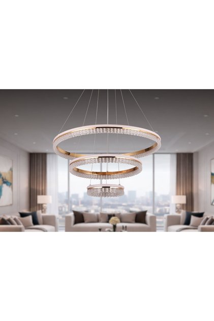 MİLAN ÜÇLÜ LED SARKIT AVİZE, GOLD