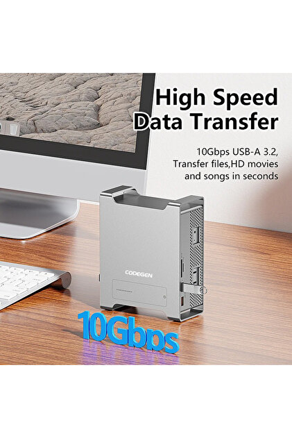 CODEGEN Mac Mini M4/M4 Pro 9 in 1 Type-C HDMI NVME SSD Alüminyum