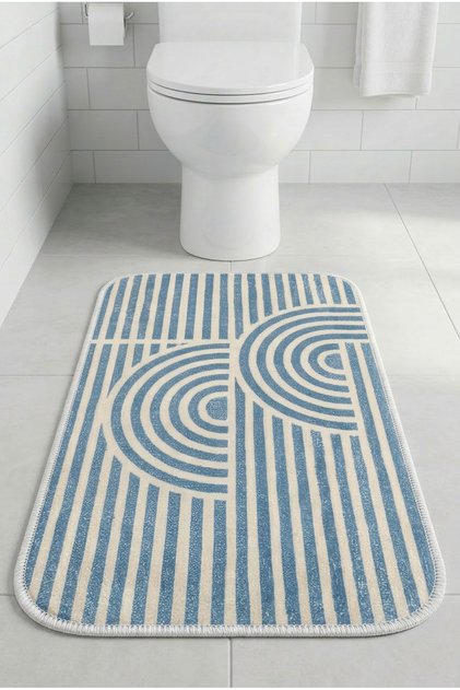 Multi-Purpose Toilet Front Bath Mat Non-Slip Base Foot Mat 60X40 Modern Patterned Soft Base