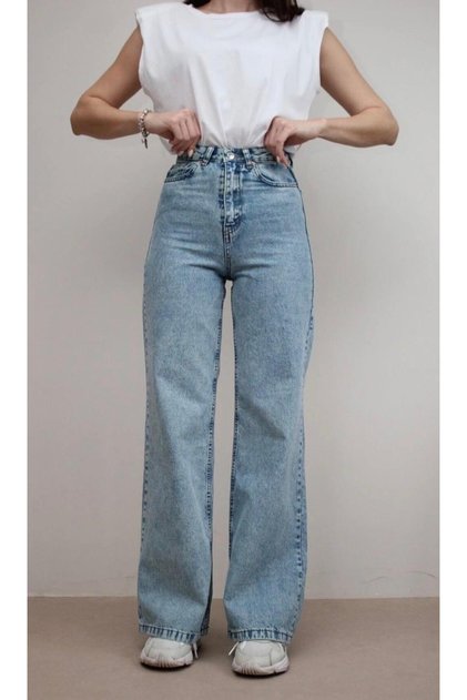 New Season Women's High Waist Snow Blue Pants