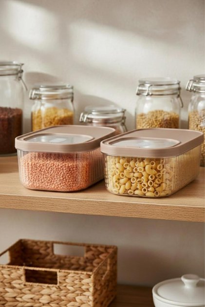 2-Piece 5 Lt Multibox Mink Sliding Lid Storage Container & Food Container & Powder and Tablet Detergent Box