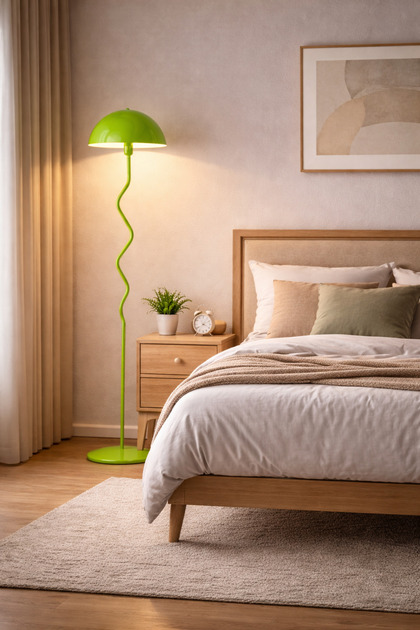Modern Lambader – Dalgalı Tasarım Dekoratif Ayaklı Salon ve Yatak Odası Lambası