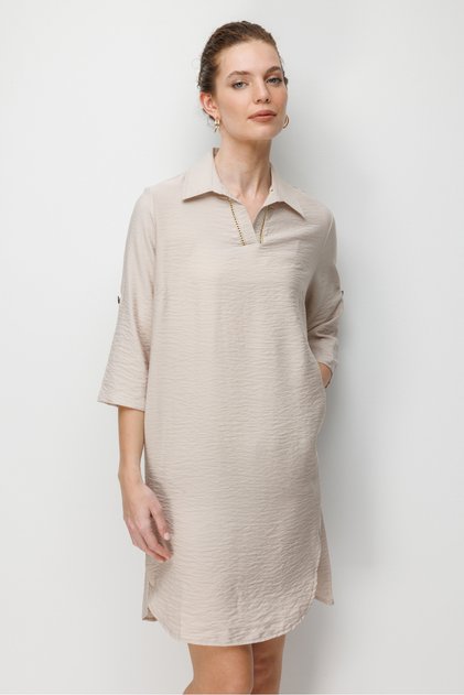 Women's Gilded Embroidered Dress Beige