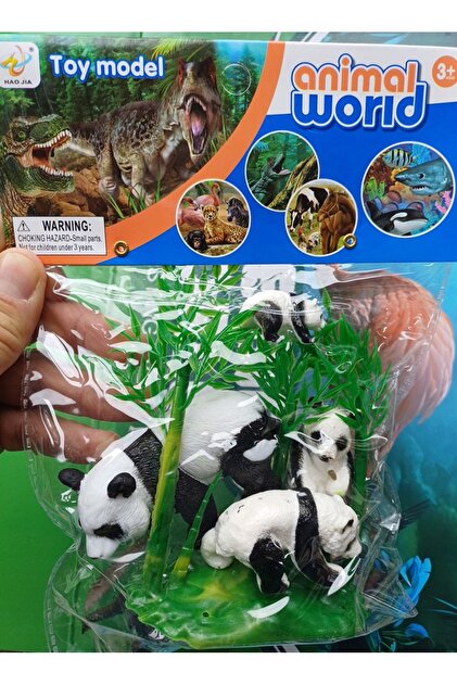 OYUNCAKSAHİLİ Panda Ailesi Hayvan Set 5 Parça Ağaç Orman