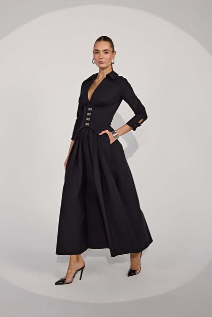Queen Corset Maxi Dress Black