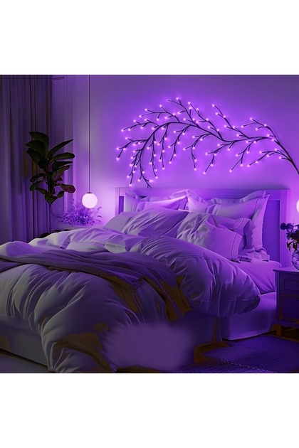 Bükülebilir Dal Tasarım Mor Işıklı Yapay Duvar Sarmaşık LED'i/1,5 Metre/8 MOD/36 LED/İç Mekan Lamba