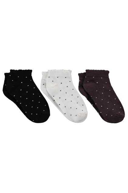 Civil Girls' Polka Dot 3-Piece Girls' Booties Socks | Printed | School Nursery and Daily Use