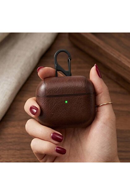 CaseOnn Apple AirPods 4.Nesil/ANC Kılıf Kancalı Lüks Deri