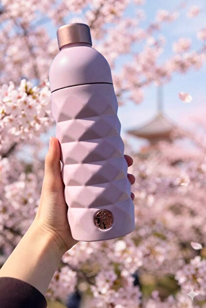 Starbucks Paslanmaz Çelik Şişe Sakura Serisi Toz Pembe 473ml