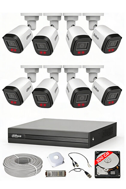 Dahua 8 Kameralı Güvenlik Sistemi 2MP Full HD Kamera Seti 500GB
