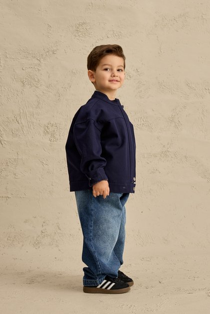 Oversized Canvas Jacket Navy Blue