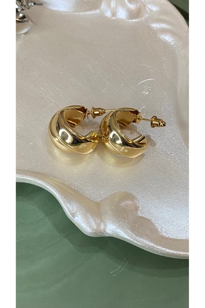 Çelik İkili Model Kalın Halka Küpe – Çelik Gold Kadın Halka Küpe – Günlük ve Şık Kombin Takı