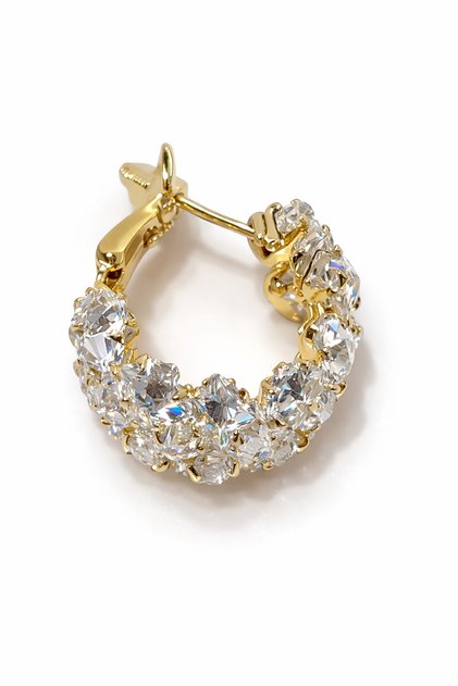 Zircon Stone Gold Hoop Earrings – Sparkling Evening Dress Women's Earrings