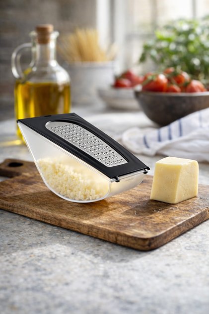 Mini Grater with Bowl 230 ml – Vegetable and Cheese Grater with Lid Practical Kitchen Grater 16X8.6X6.3 cm