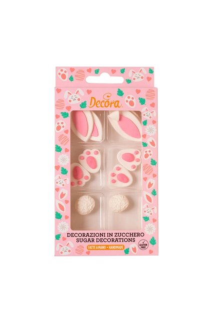 Kit Decoratiuni din Zahar Decora, Make a Bunny, iepurasi, 26x50mm, 10 piese