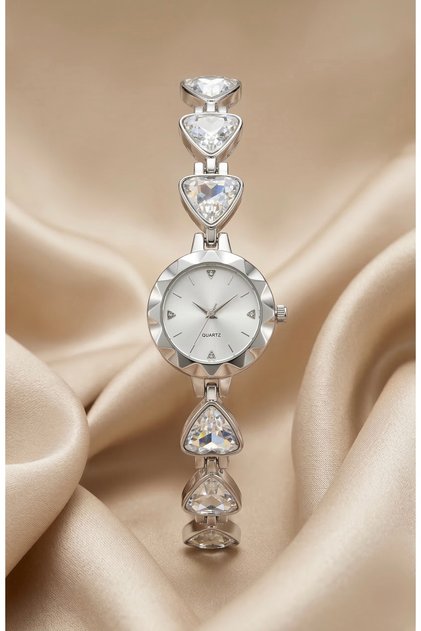 Women's Steel Watch Silver Color Stone Luxury Special Design | Stylish Elegant Women's Wristwatch Limited Edition 2026