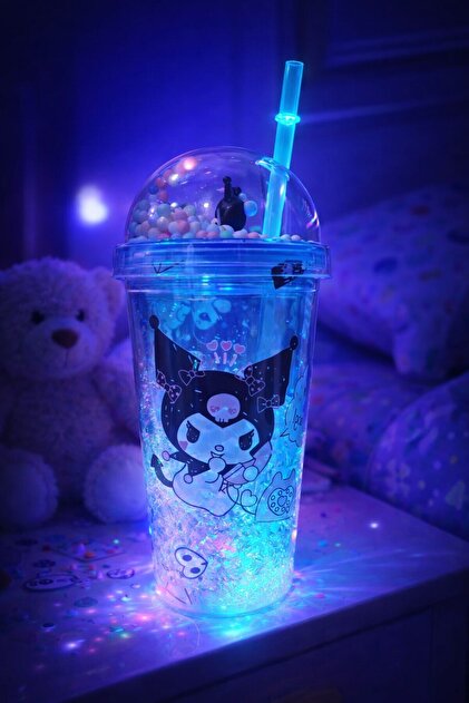 Kuromi デザイン ガラスボトル 空 Kesene Cute Colorful Beaded Kuromi Design Drinking Cup with Straw