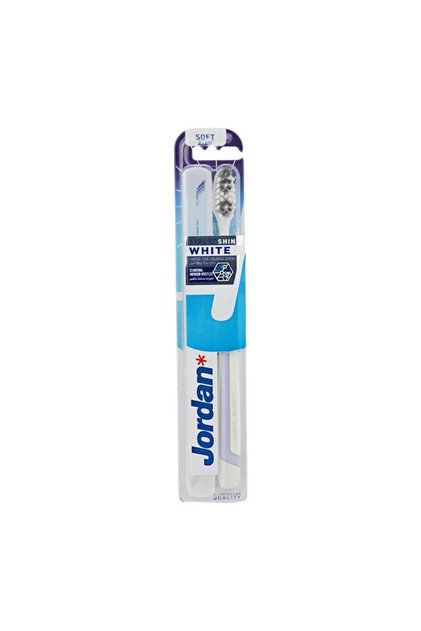 Shiny White Rubber Whitening Bristles Medium Toothbrush