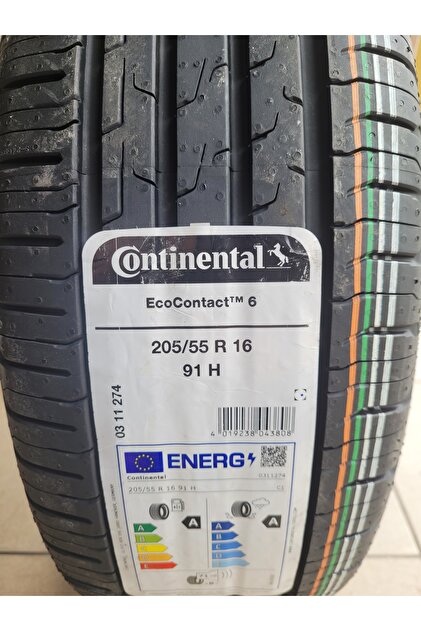 Continental 205/55R16 4本セット送る無料サマータイ Continental 205/55r16 Eco Contact6 91H Set Olarak (4ADET) A-A Seri