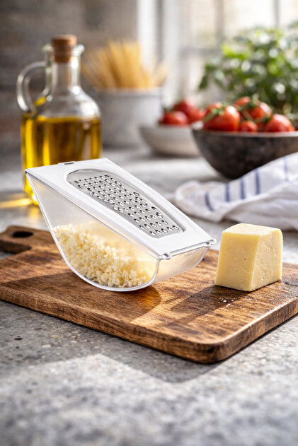 Mini Grater with Bowl 230 ml – Vegetable and Cheese Grater with Lid Practical Kitchen Grater 16X8.6X6.3 cm