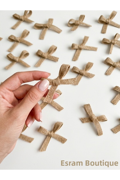 Jute Ready-Made Bow 50 Pieces - Jute Straw Bow