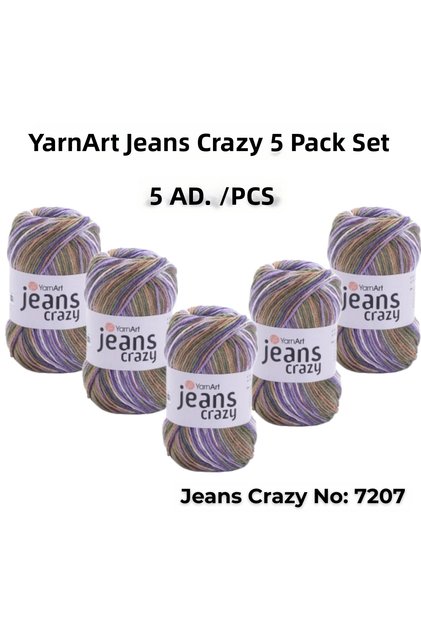 Yarn Art Jeans Crazy Knitting Yarn 7207 Punch Yarn 5-Pack