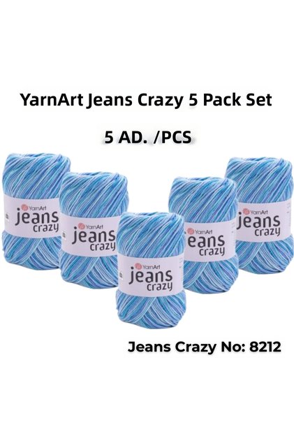 Yarn Art Jeans Crazy Knitting Yarn 8212 Punch Yarn 5-Pack