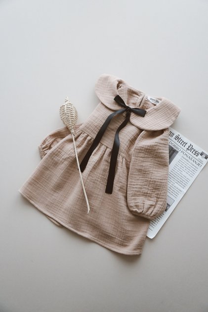 Girl's Peter Pan collar Muslin Dress 100% Cotton Organic Cotton
