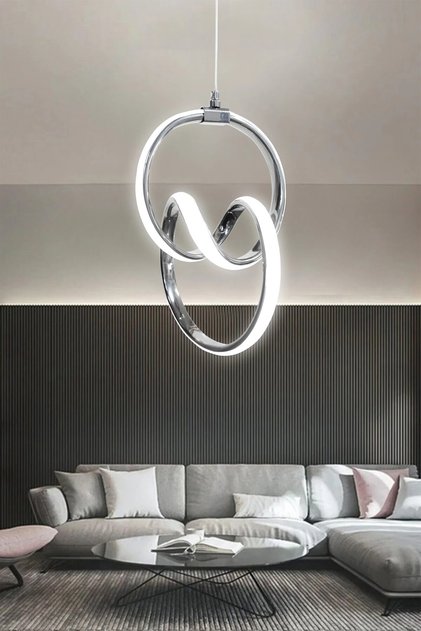 Modern Sarkıt Gümüş Kasa Beyaz Işık Led Avize 1 Yıl Garantili Ledli Avize