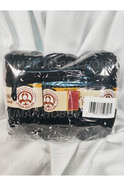 Favori̇ Tweed Black Hand Knitting Yarn (3 Pieces) - Color: 999D