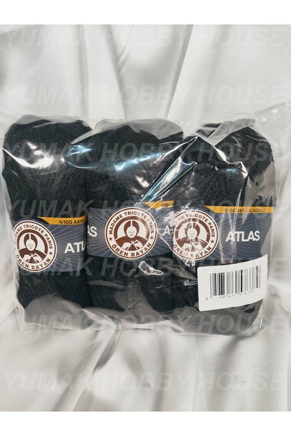 Atlas Black Hand Knitting Yarn (3 Pieces) - Color: 999
