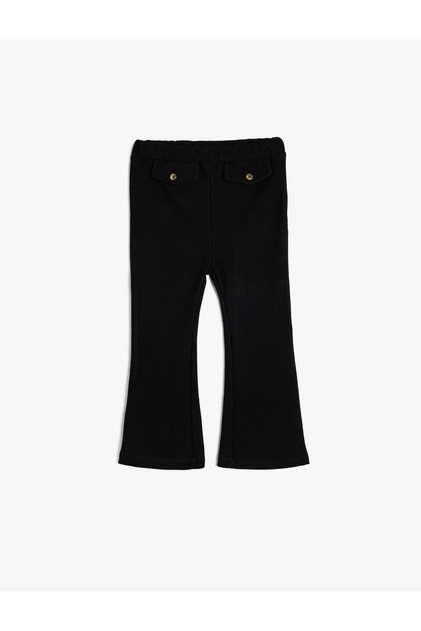 Spanish Style Basic Leggings with Elastic Waist, Covered Pocket Detail, Buttoned Camisole, Viscose Blend